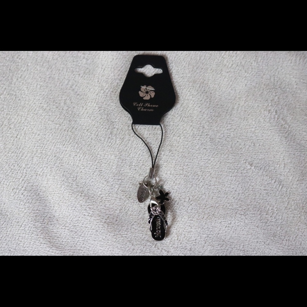 NWT Hawaii Aloha Black Flip Flop Silver Charm ! - Picture 3 of 3